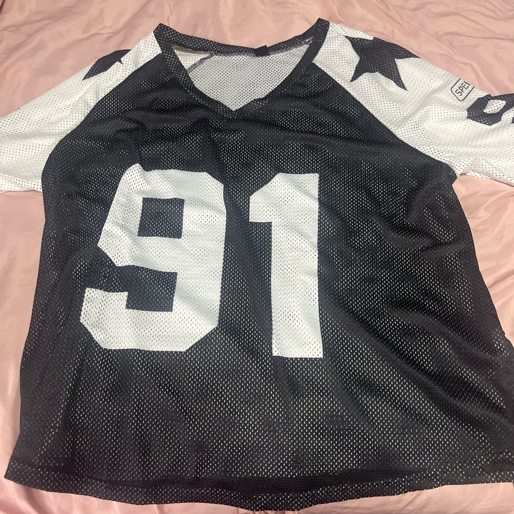 Black and White Mesh Jersey Top